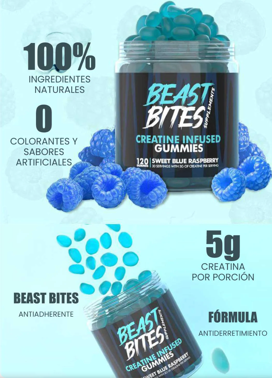 BEAST BITES 💪🏻 - 150 Gomitas de creatina (5g c/u)